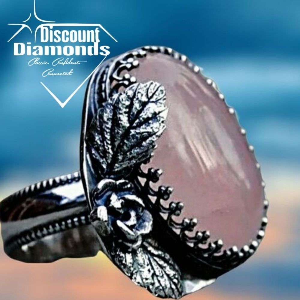 Pink Opal Cocktail Ring on 925 Sterling Silver